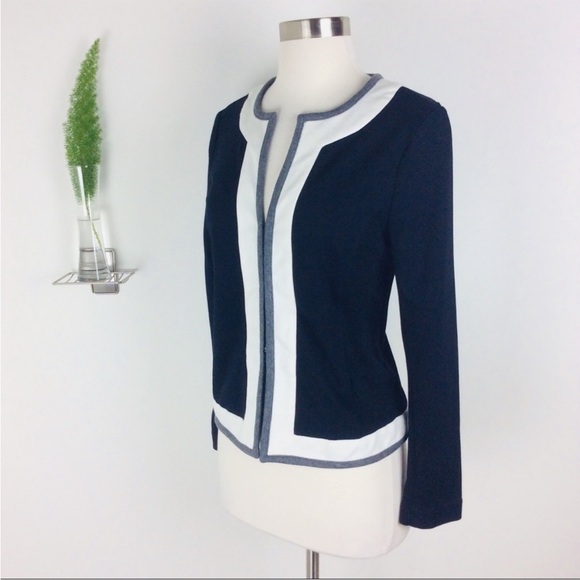 Navy and White Open Front lightweight Cardigan jacket - Picture 8 of 8